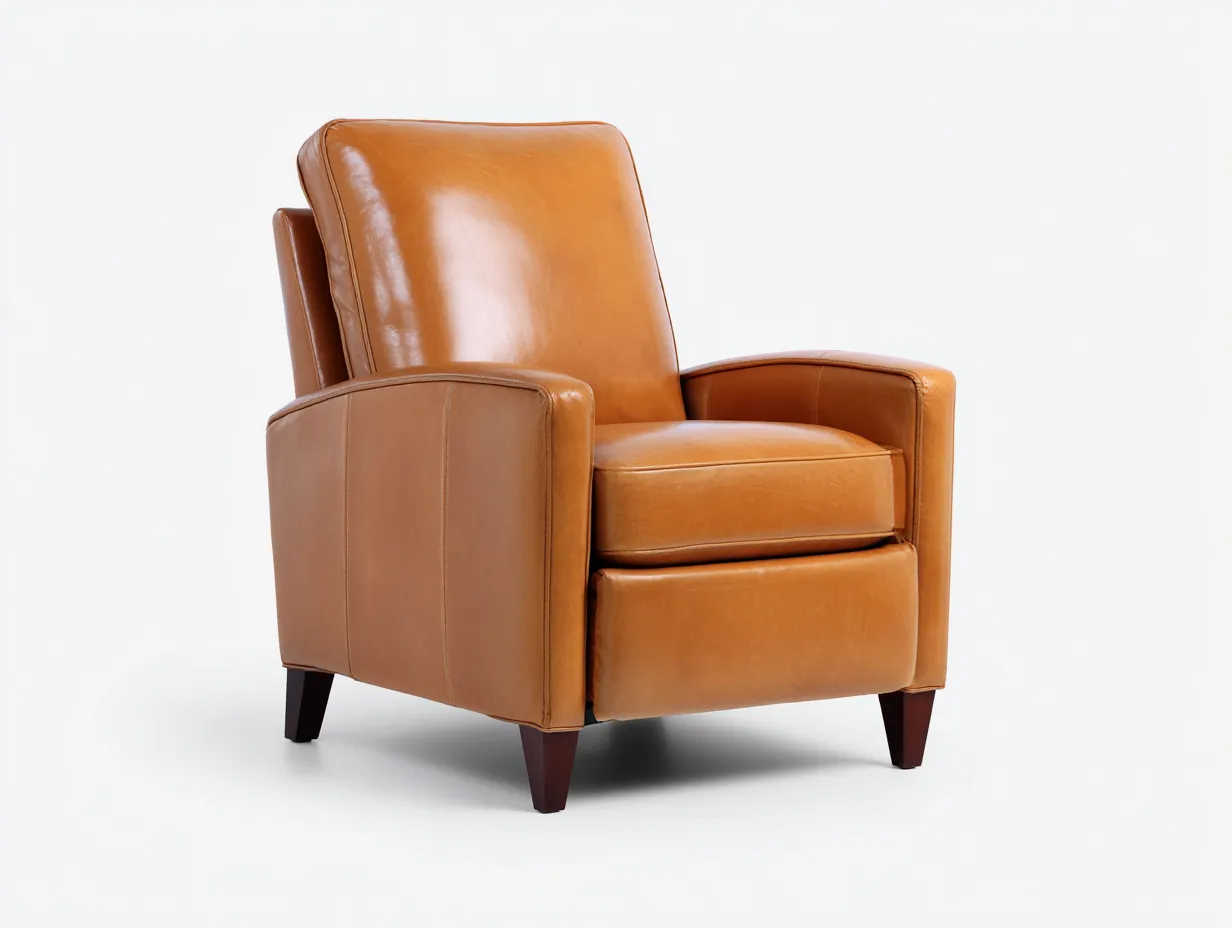 Fauteuil inclinable 78×84×96 cm - cuir marron et bois foncé - assise rembourrée classique pour salon-Losaspace