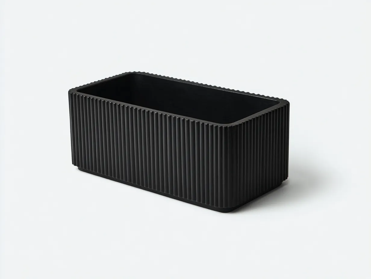 Pot à fleurs rectangulaire en composite 100x30x40 cm - noir - pour terrasse et balcon-Losaspace