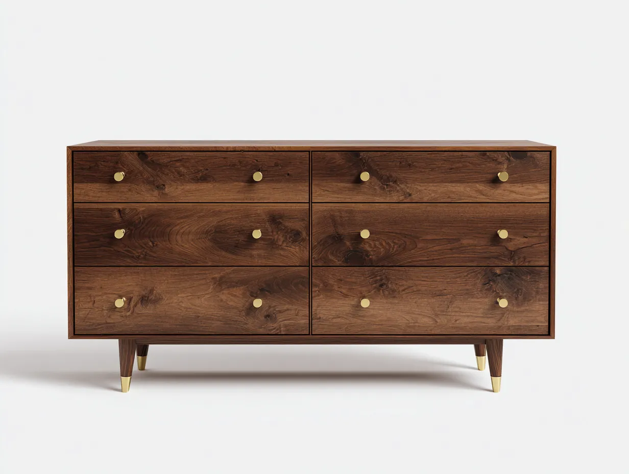 Commode 150×45×85 cm – bois marron – style mid-century pour salon-Losaspace