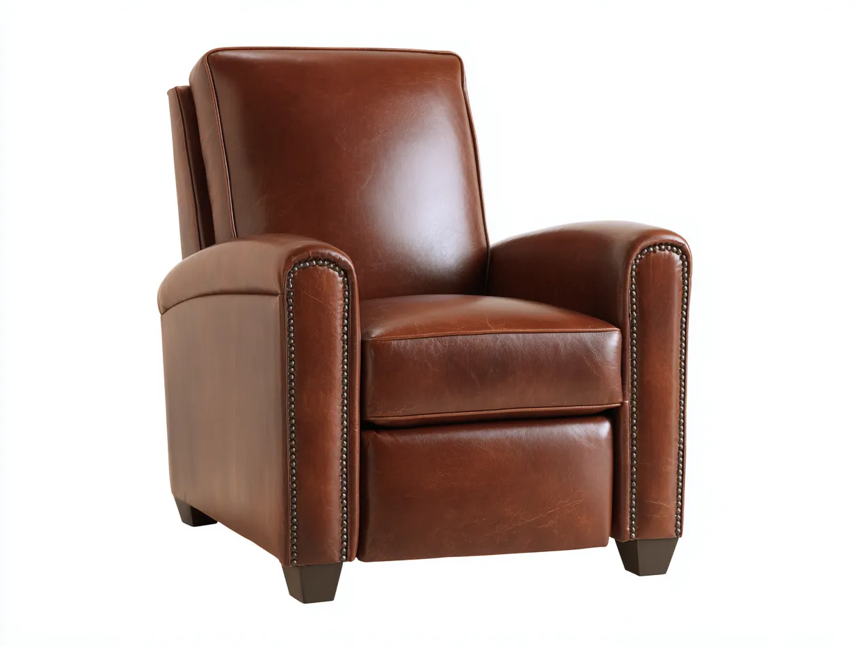 Fauteuil inclinable 80×86×100 cm - cuir marron - accoudoirs rembourrés au style classique pour salon-Losaspace