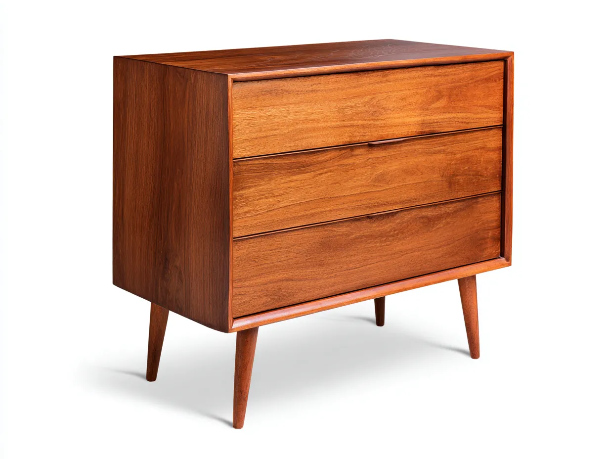 Commode 90×45×92 cm - bois marron - rangement trois tiroirs au style rétro pour salon-Losaspace