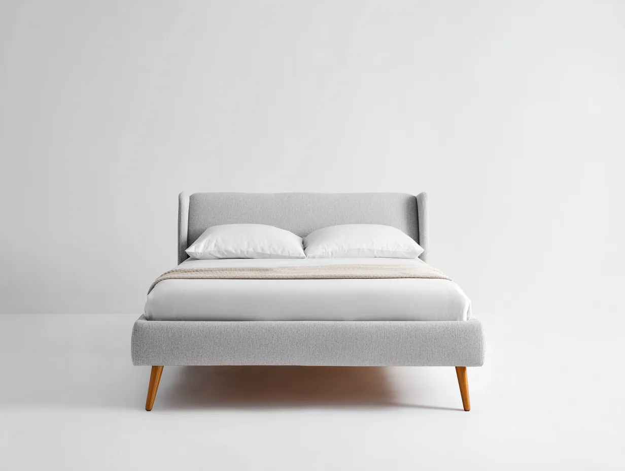 Lit double 215×170×95 cm – bois naturel – cadre bas minimaliste pour chambre-Losaspace