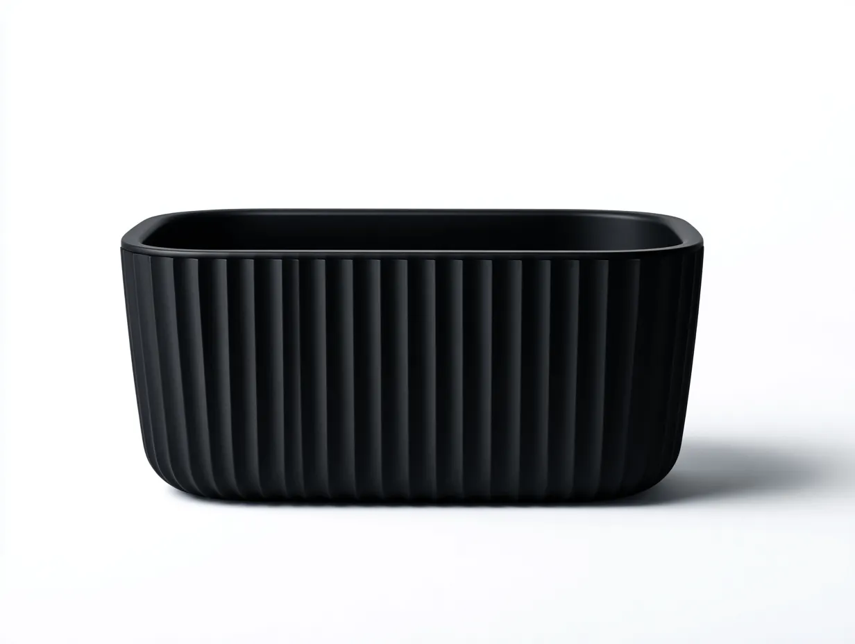 Pot à fleurs en résine 50×22×24 cm - noir - balcon style côtelé-Losaspace