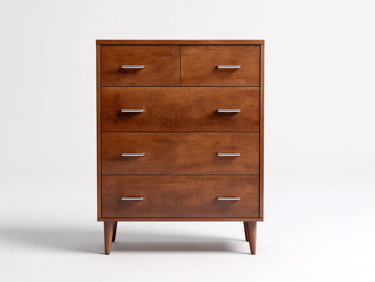 Commode en bois 90×40×110 cm - marron - style rétro pour salon-Losaspace
