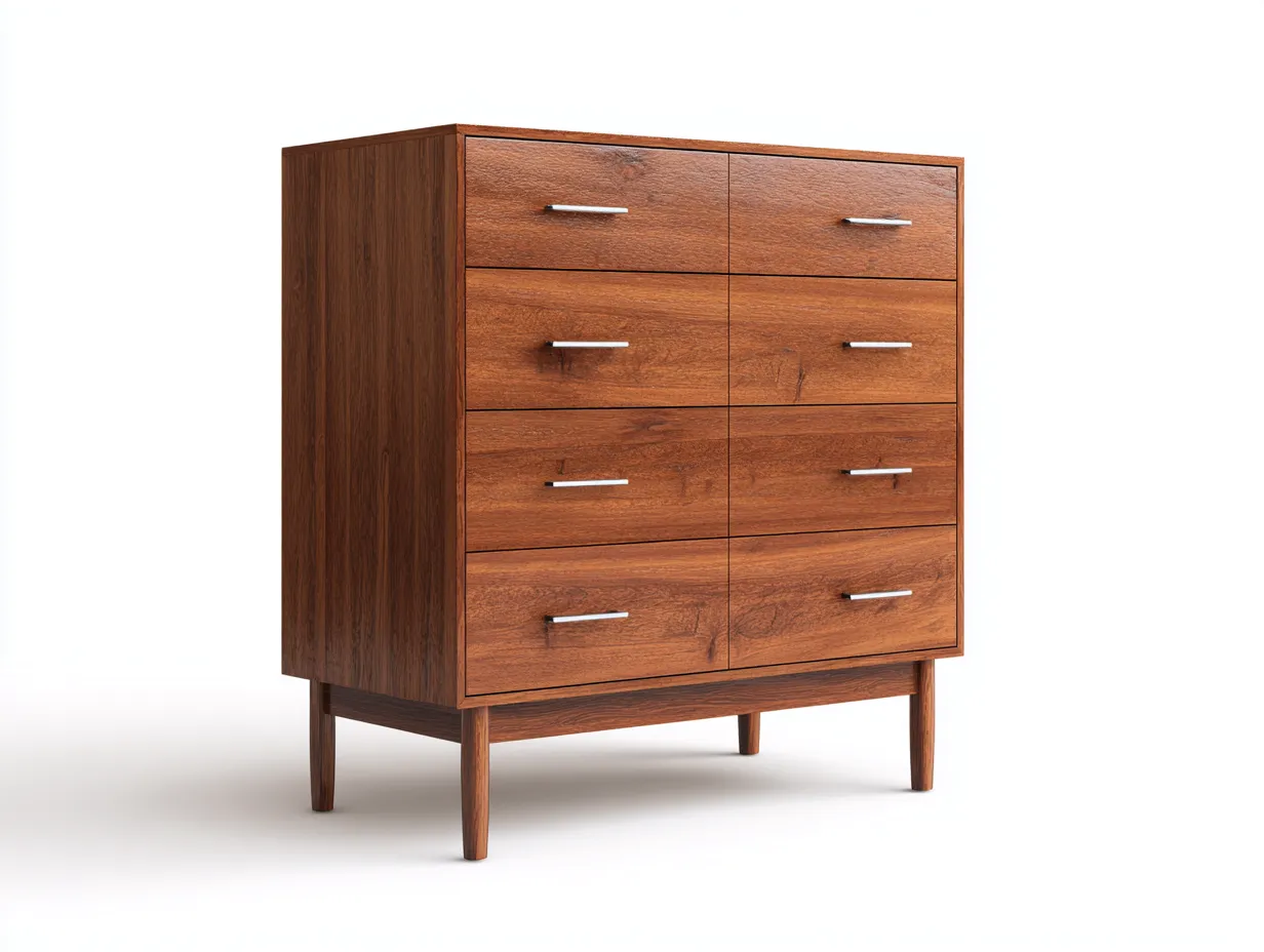 Commode 100×45×118 cm - bois marron - rangement vertical au style rétro pour salon-Losaspace