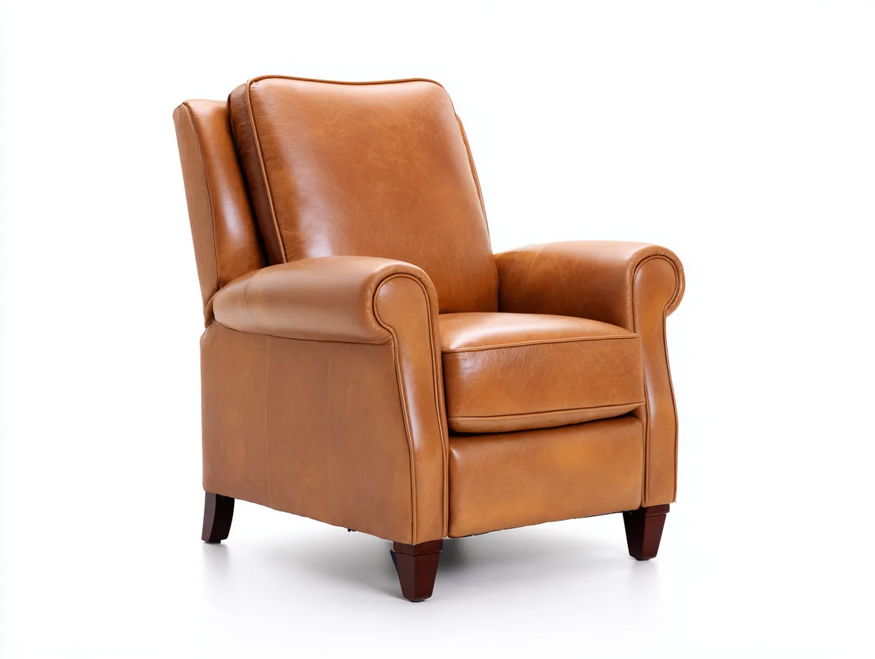Fauteuil inclinable de salon en revêtement aspect cuir 82x78x104 cm - camel - style classique-Losaspace