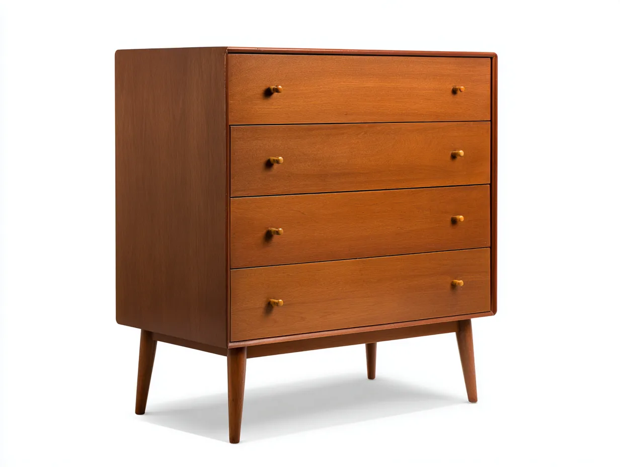 Commode 95×45×118 cm – bois marron – style mid-century avec rangement pour salon-Losaspace