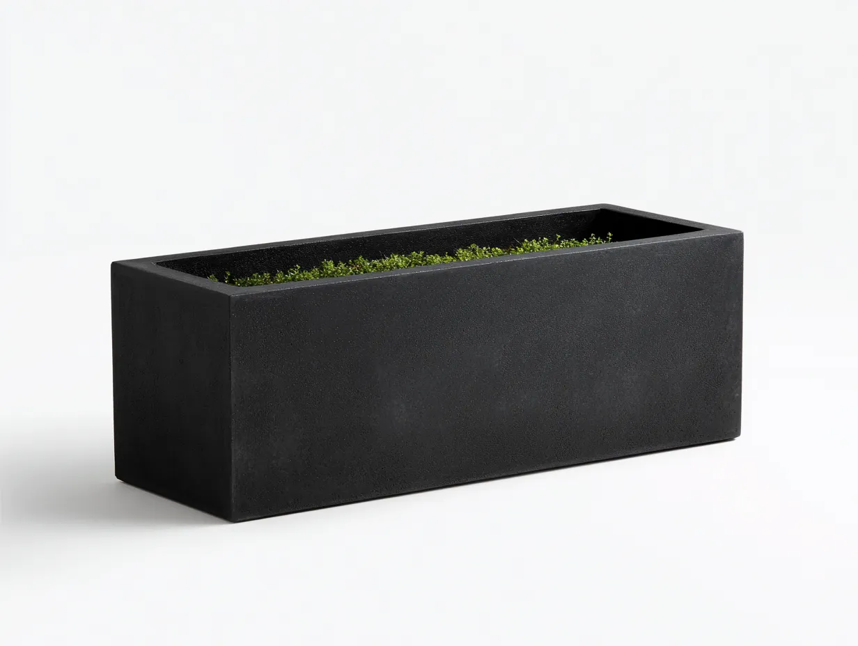 Pot à fleurs 76×20×25 cm - métal noir - format rectangulaire moderne pour balcon-Losaspace