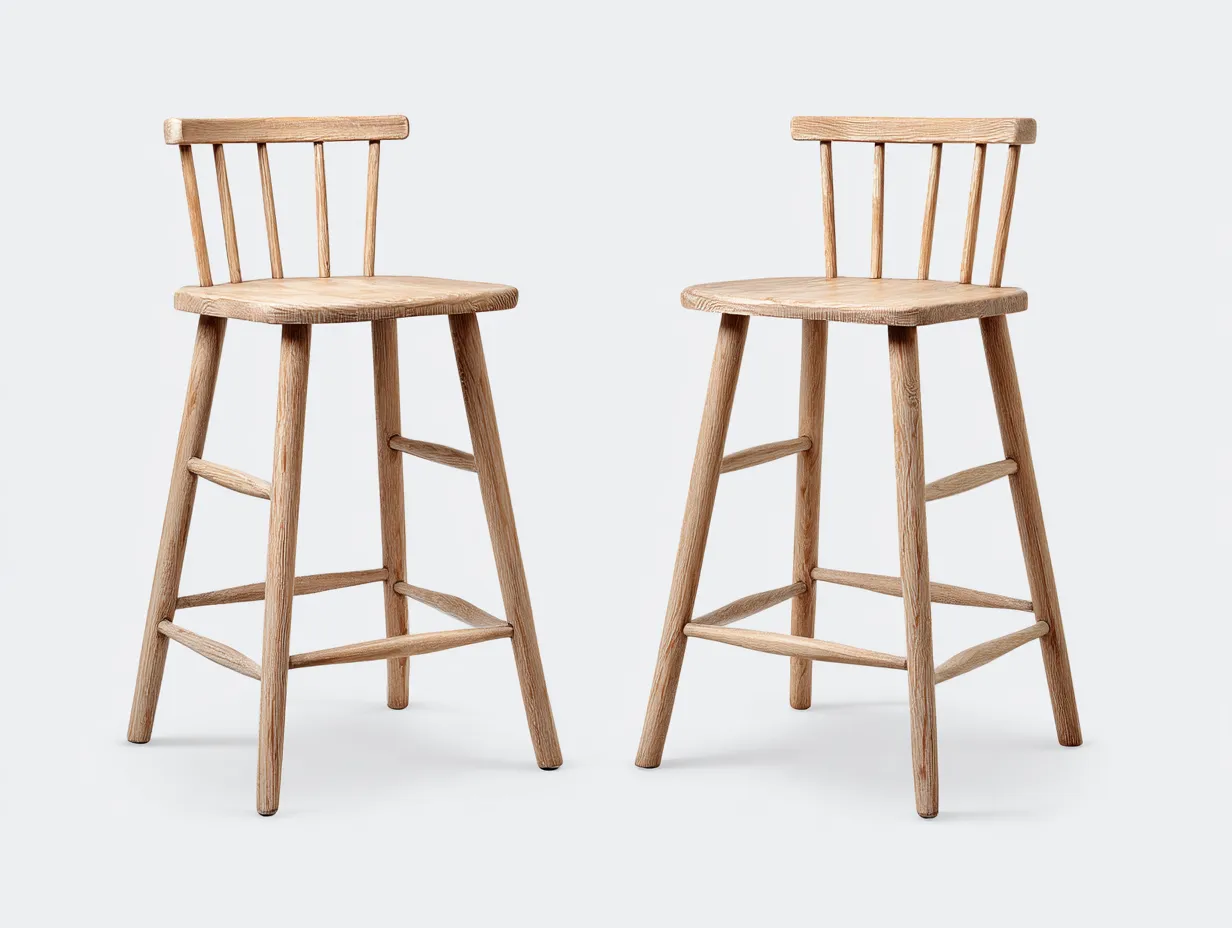 Lot de 2 chaises hautes de salle à manger en bois 46×48×98 cm - bois - style naturel contemporain-Vovoralydwell
