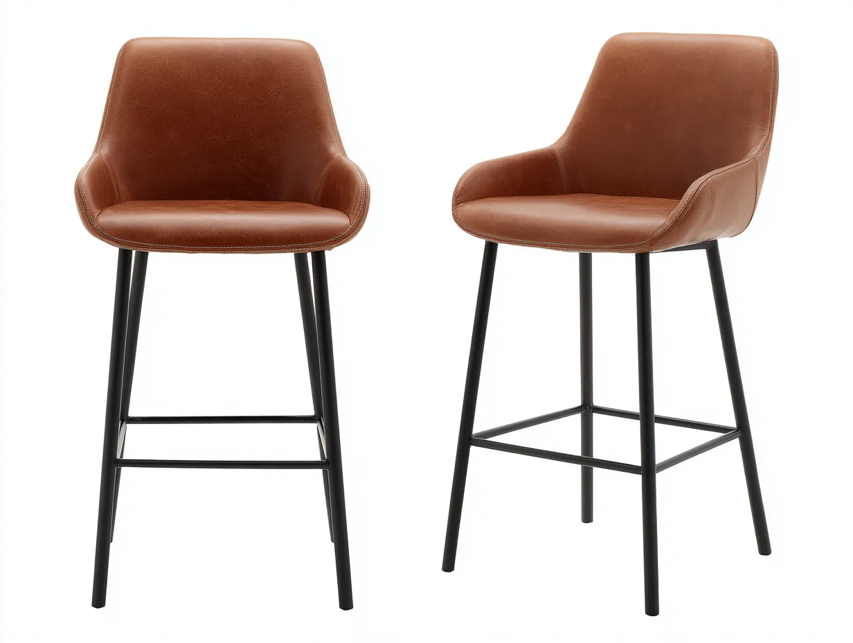 Chaise de salle à manger 52×58×102 cm en revêtement brun – style contemporain avec structure noire-Vovoralydwell