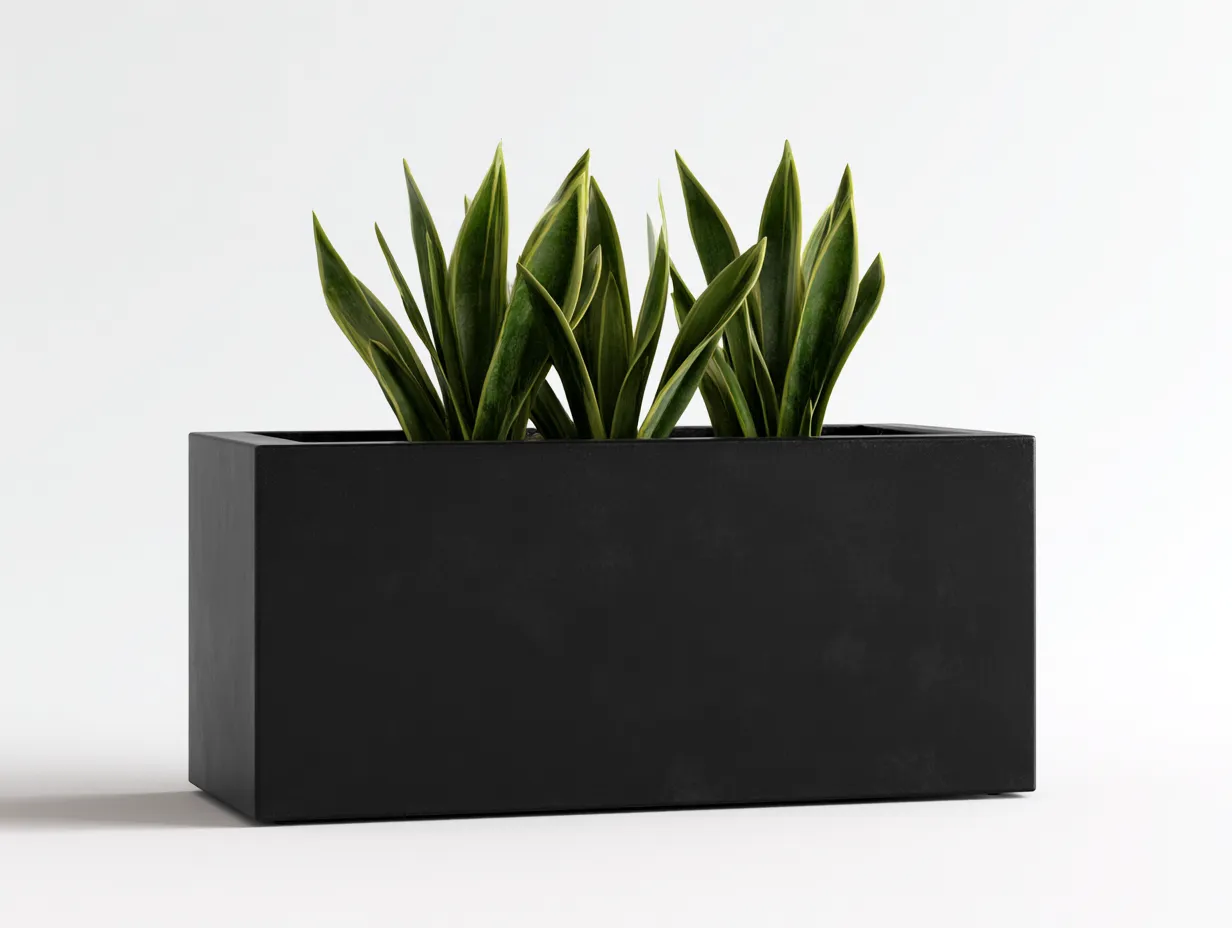 Pot à fleurs rectangulaire en résine 60×30×25 cm - noir - style moderne pour balcon et terrasse-Vovoralydwell
