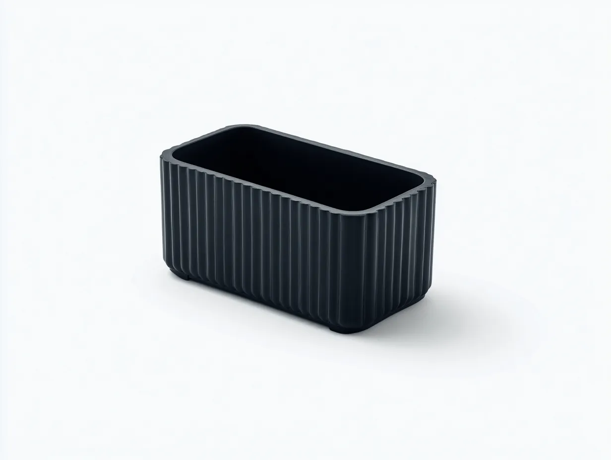 Pot à fleurs en résine 52×34×30 cm - noir - terrasse style nervuré moderne-Vovoralydwell