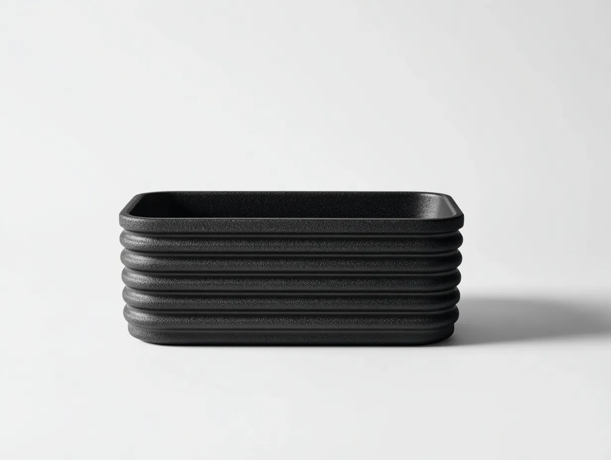 Pot à fleurs 85×36×40 cm – plastique noir – relief horizontal pour terrasse-Vovoralydwell