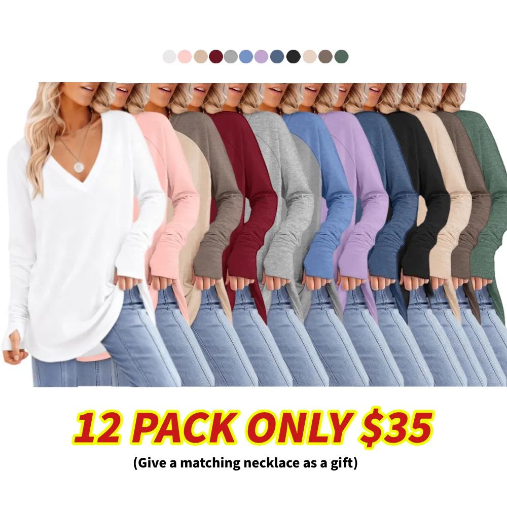 Womens Tunic Tops Crew Curved Hem