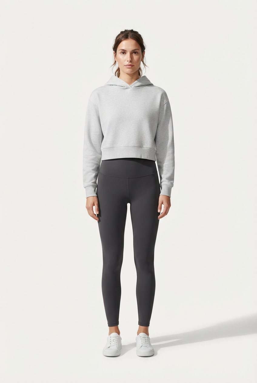 Cropped hoodie on model