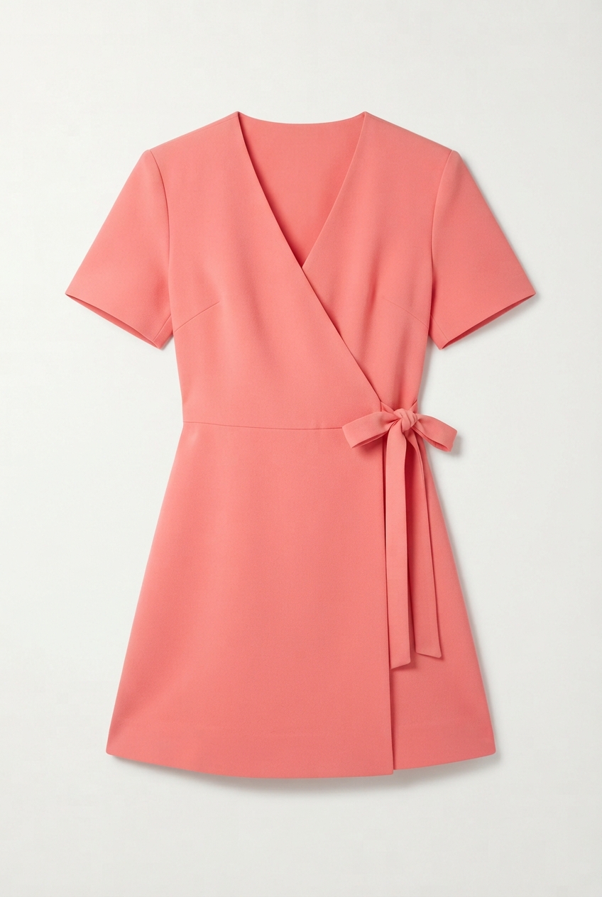 Coral wrap mini dress front