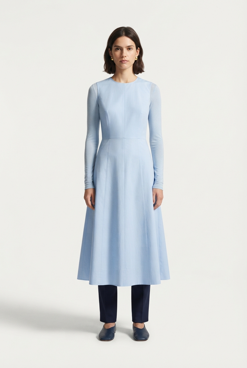 Sleeveless midi dress on model front view