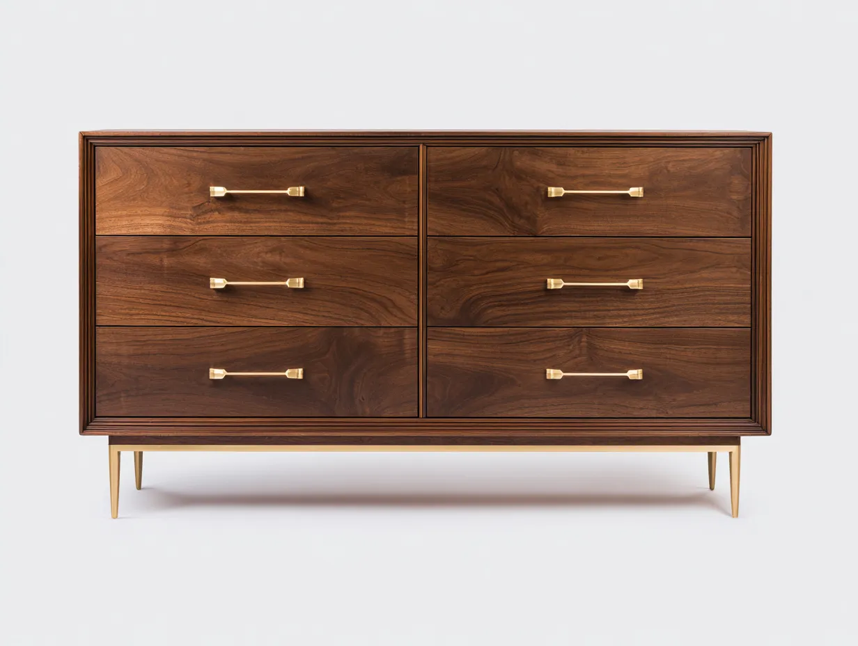 Commode de chambre 145×46×82 cm – bois brun foncé – rangement surélevé style contemporain