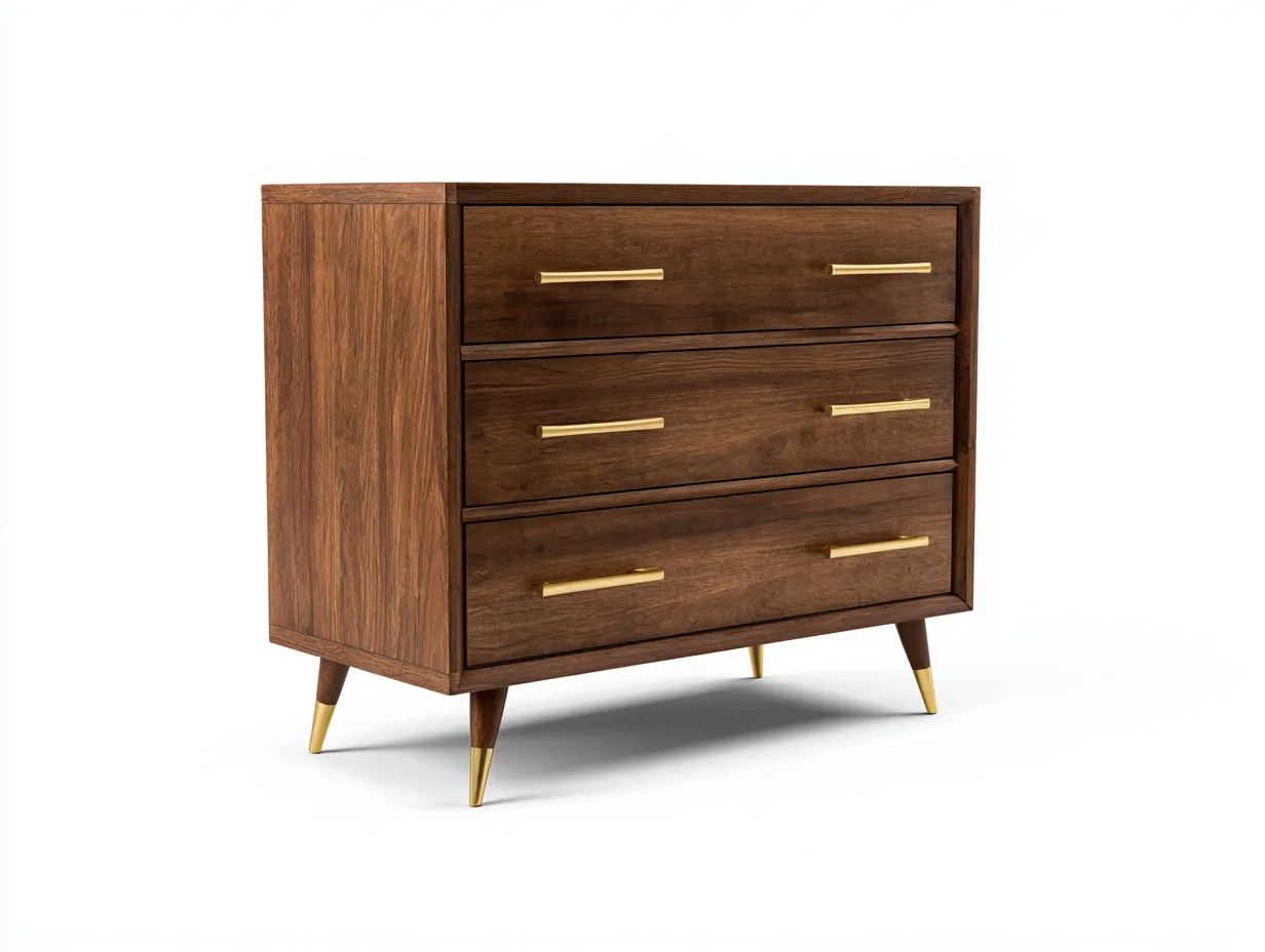 Garde-robe basse 140×45×80 cm - bois marron - rangement épuré pour chambre à coucher