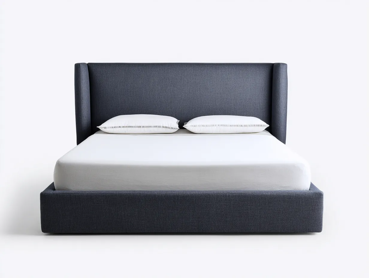 Lit rembourré 220×220×120 cm – tissu bleu – style contemporain