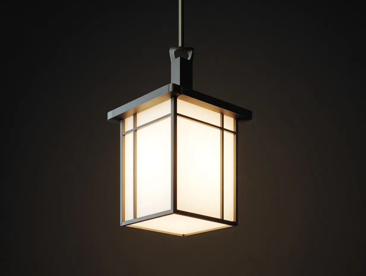 Lustre de terrasse 20×20×120 cm – métal noir – éclairage suspendu style contemporain