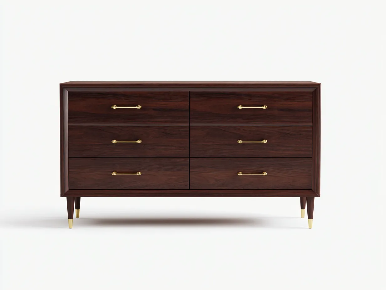 Commode de chambre 150×45×82 cm – bois brun – rangement bas style contemporain