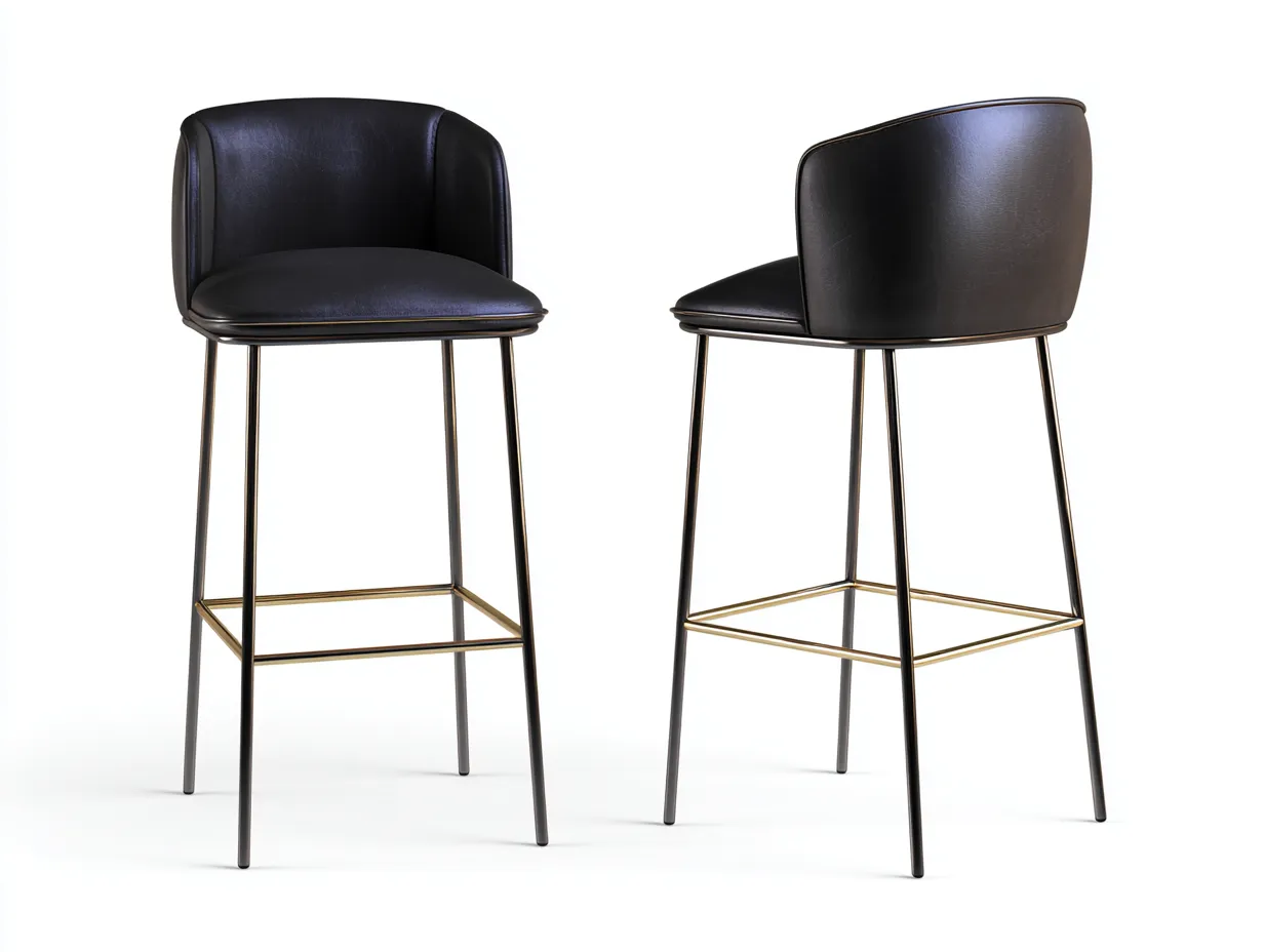Tabourets de bar en similicuir 46×53×101 cm - noir/argent - terrasse contemporaine