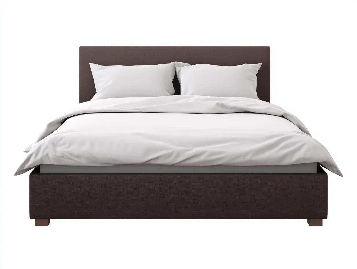 Lit 205×165×115 cm - métal et similicuir marron/noir - style industriel pour chambre à coucher
