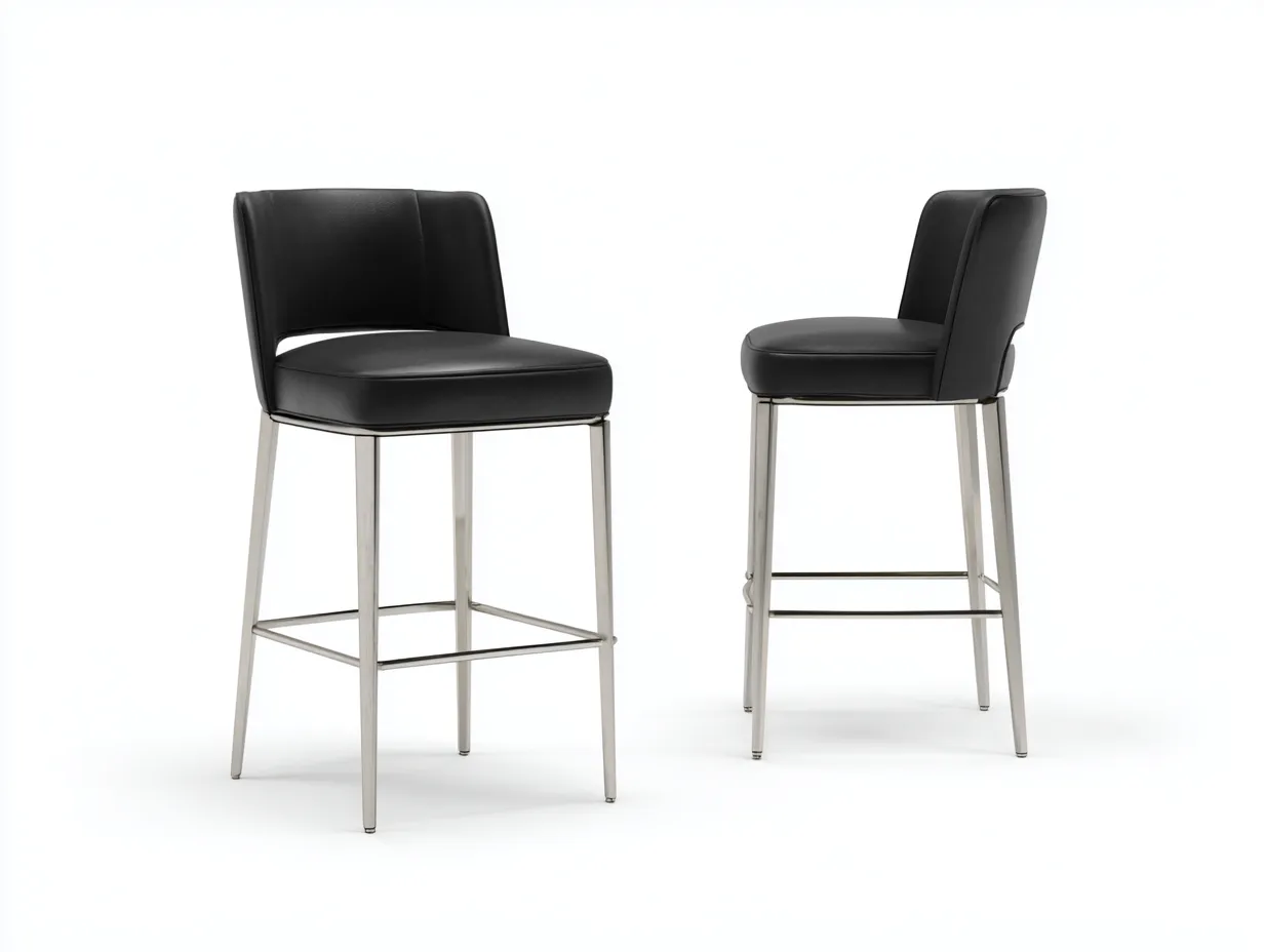 Tabouret de bar 50×52×97 cm – similicuir marron et métal noir – dossier enveloppant