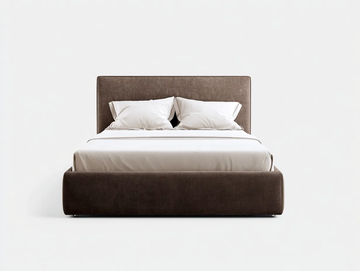 Lit double en tissu 210×170×110 cm - brun - style contemporain pour chambre