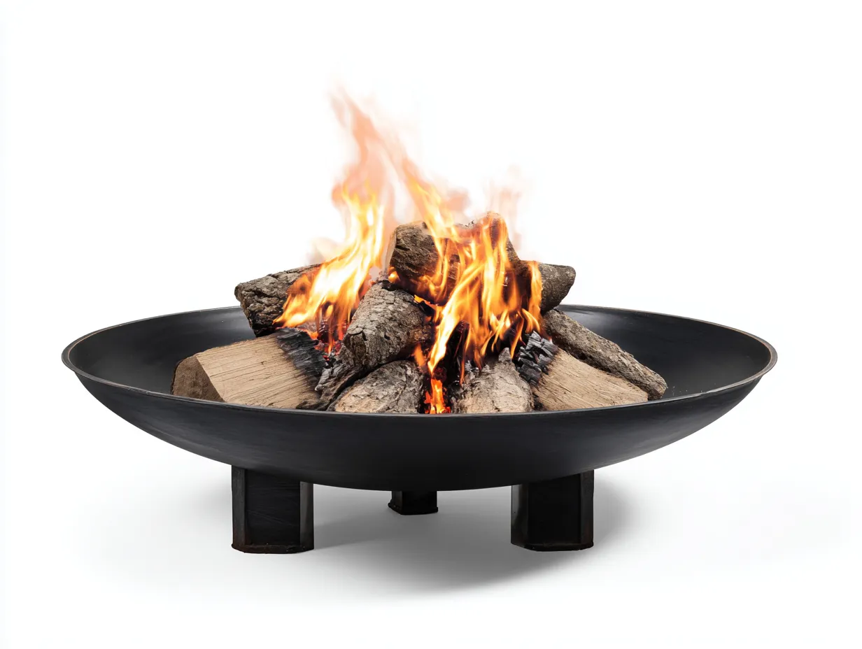Poêle de jardin 88×88×36 cm - acier noir - brasero rond pour terrasse