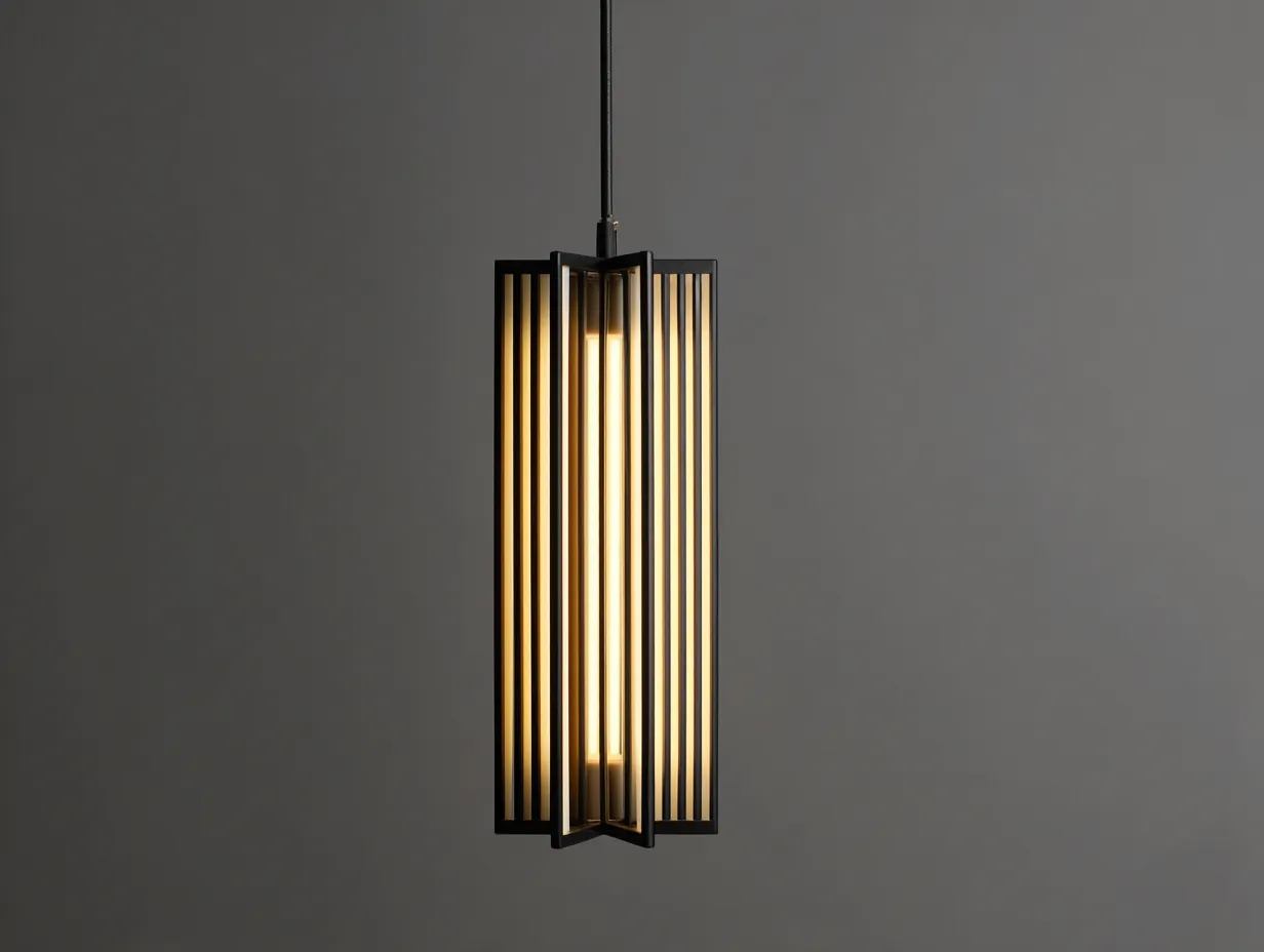 Lustre de terrasse en métal 30×30×45 cm - noir et blanc - suspension cylindrique moderne