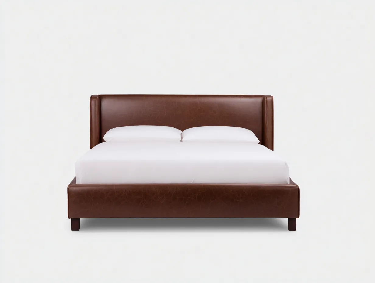 Lit double en similicuir 215×170×115 cm - marron - chambre moderne