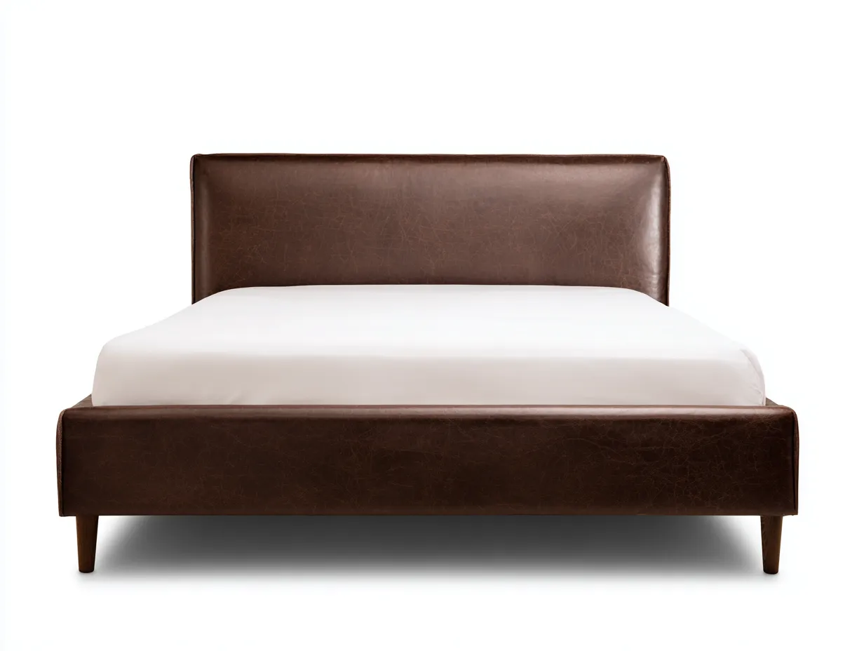 Lit de chambre 220×180×105 cm – marron – rembourré avec tête de lit