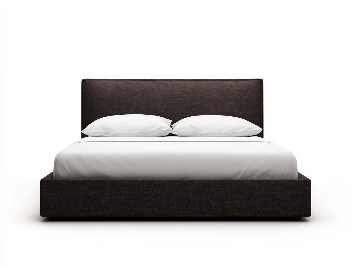 Lit double tapissé 225×172×135 cm – tissu bleu foncé – tête de lit haute style contemporain