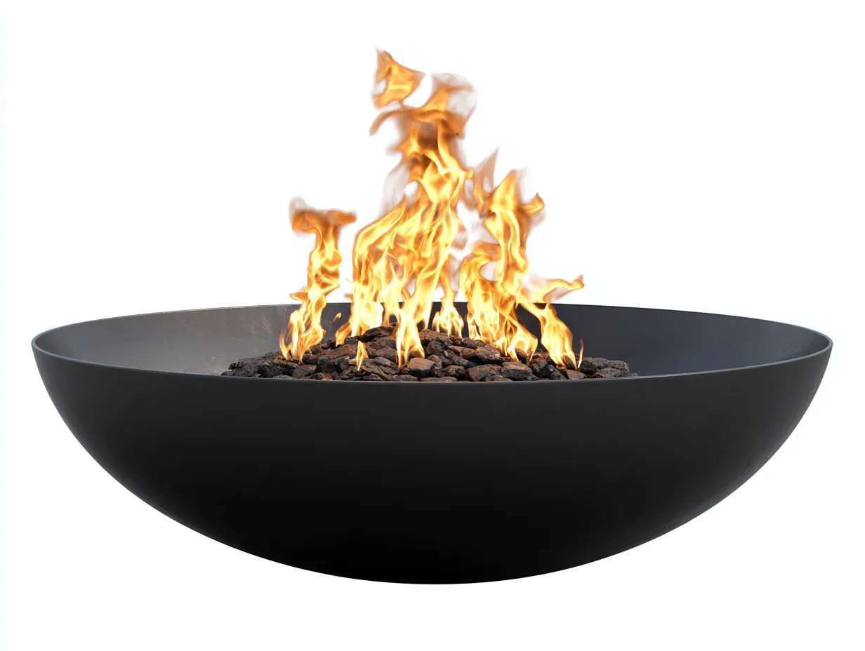 Poêle de jardin 80×80×30 cm en métal noir – foyer rond pour terrasse
