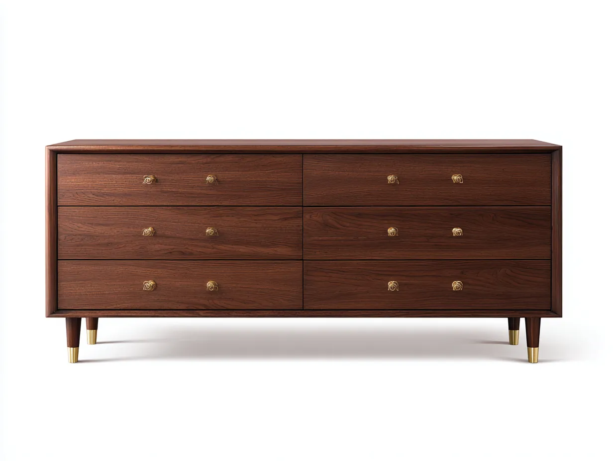Garde-robe basse 150×45×90 cm - bois marron - rangement rétro pour chambre à coucher