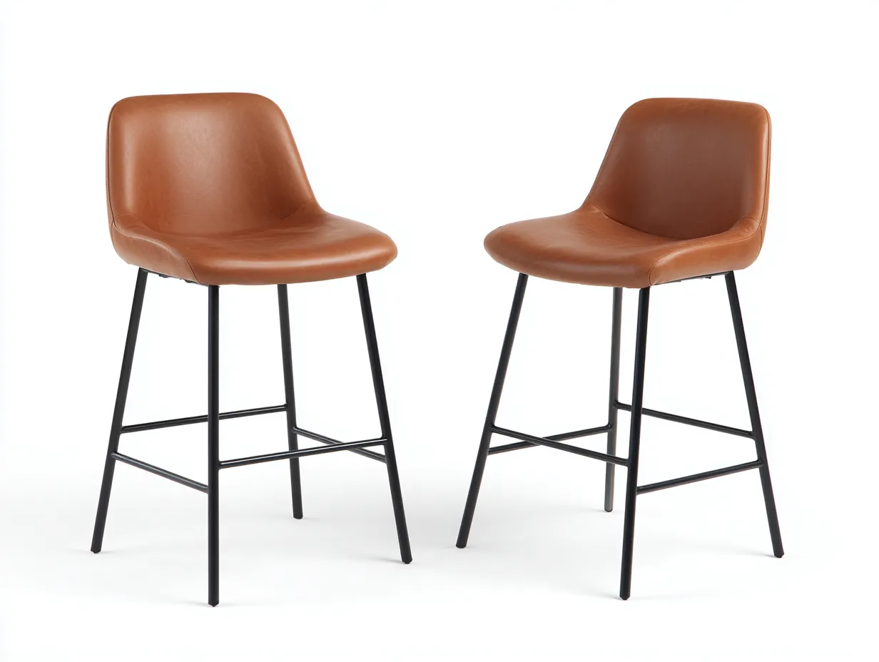 Tabourets de bar en similicuir 48×54×101 cm - marron/noir - terrasse esprit industriel