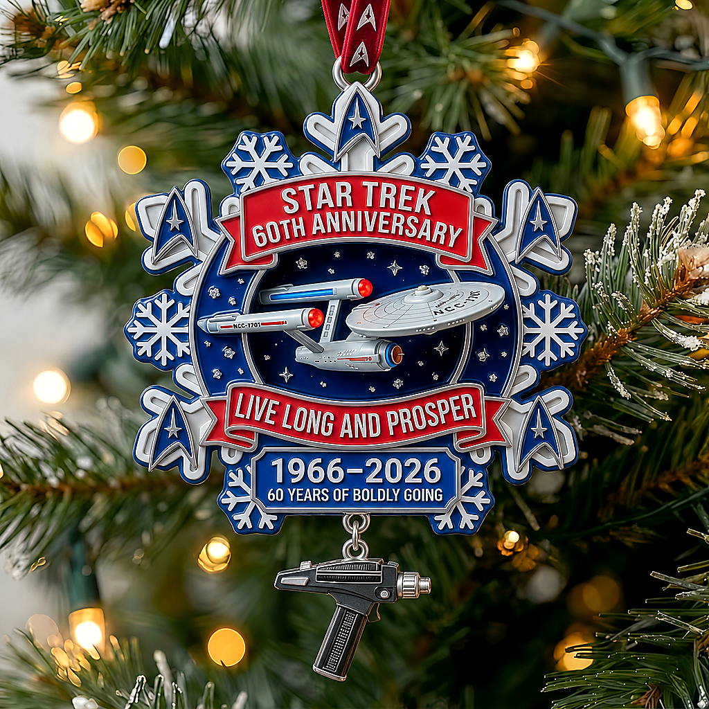Star Trek 60th Anniversary USS Enterprise Christmas Snowflake Ornament