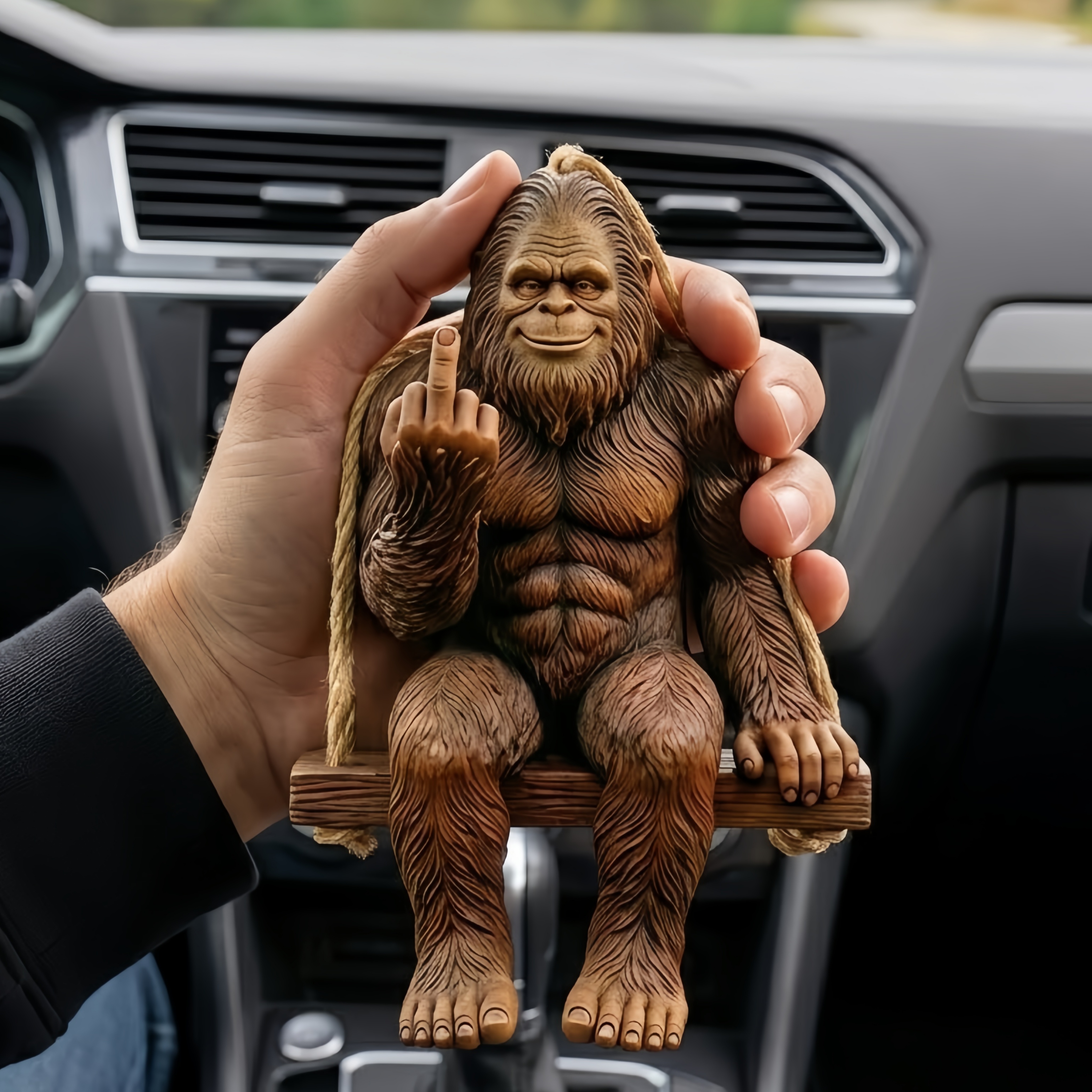 🦶 Middle Finger Bigfoot Car Swing Ornament