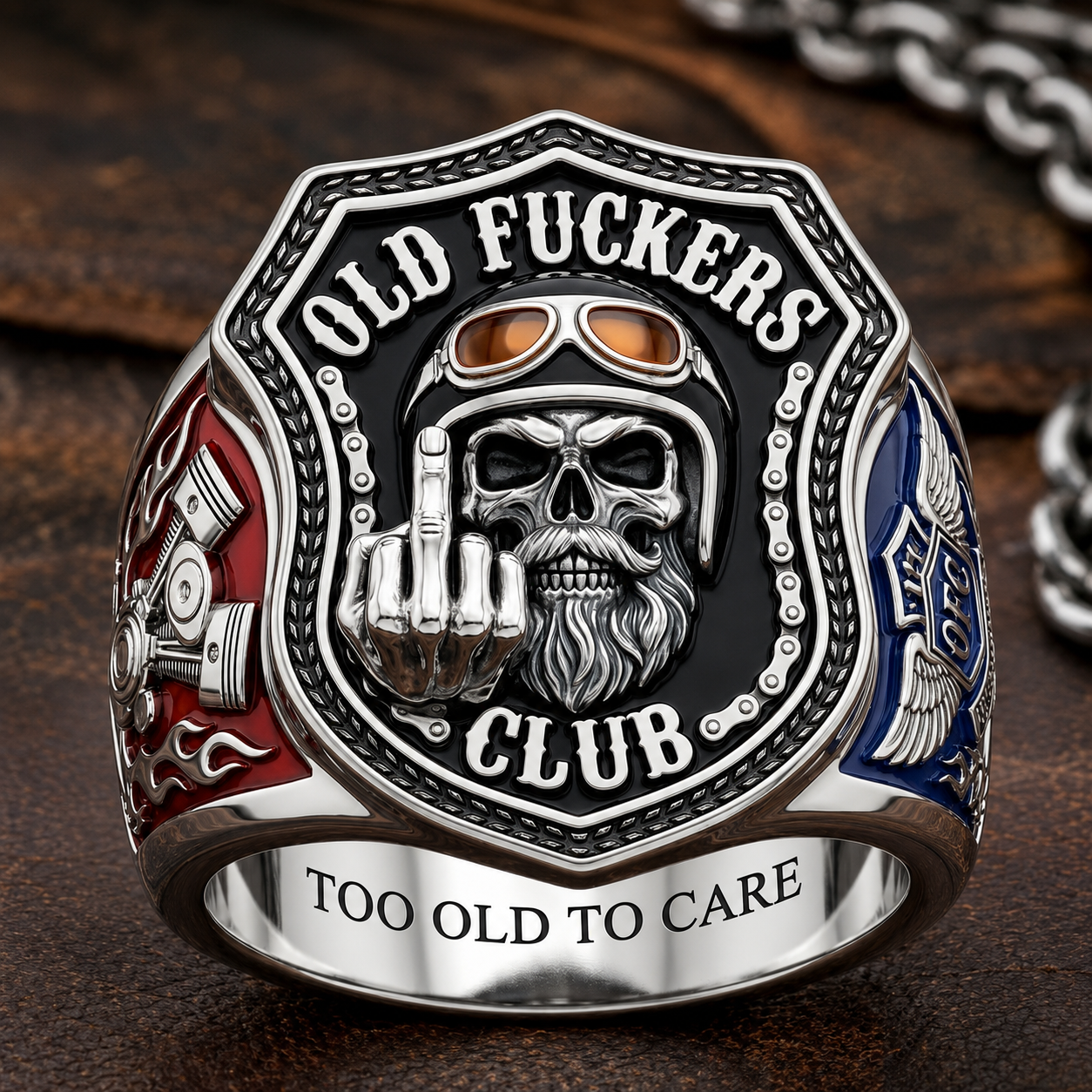 "Old Fuckers Club" Skull Ring