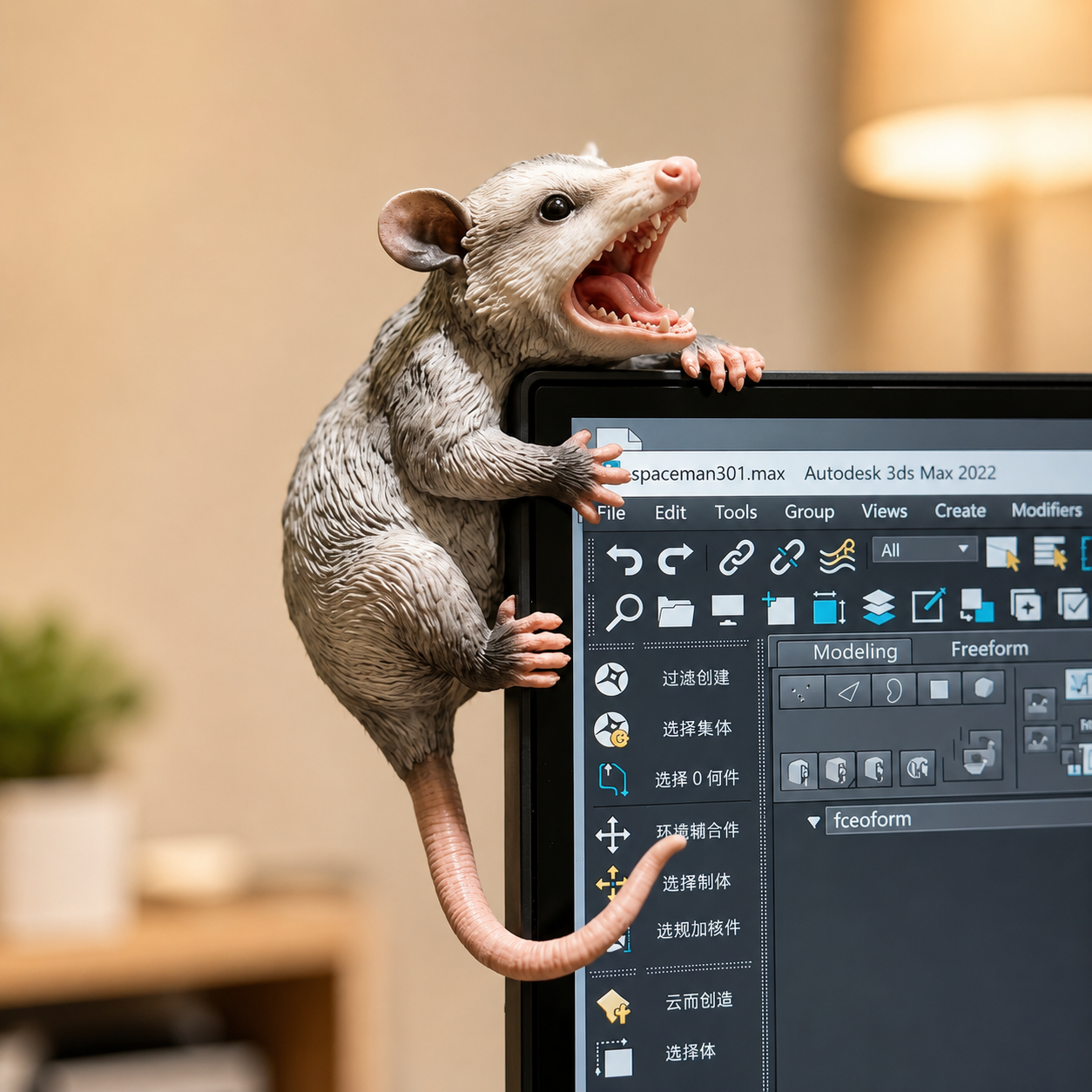 Opossum-on-Computer-Screen Ornament