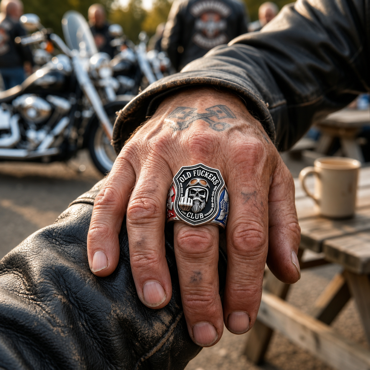 "Old Fuckers Club" Skull Ring