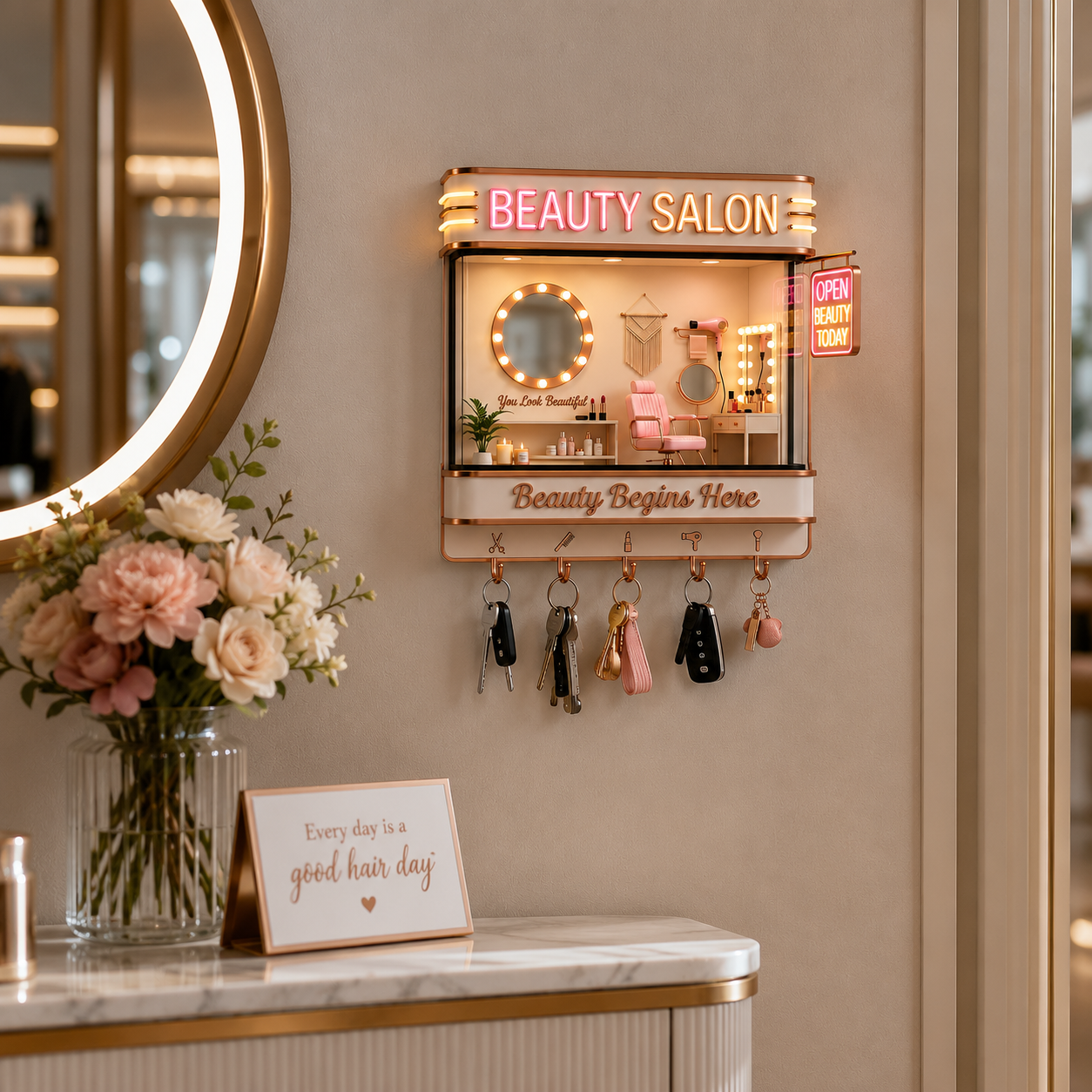 Beauty Salon-Themed Light-Up Key Holder
