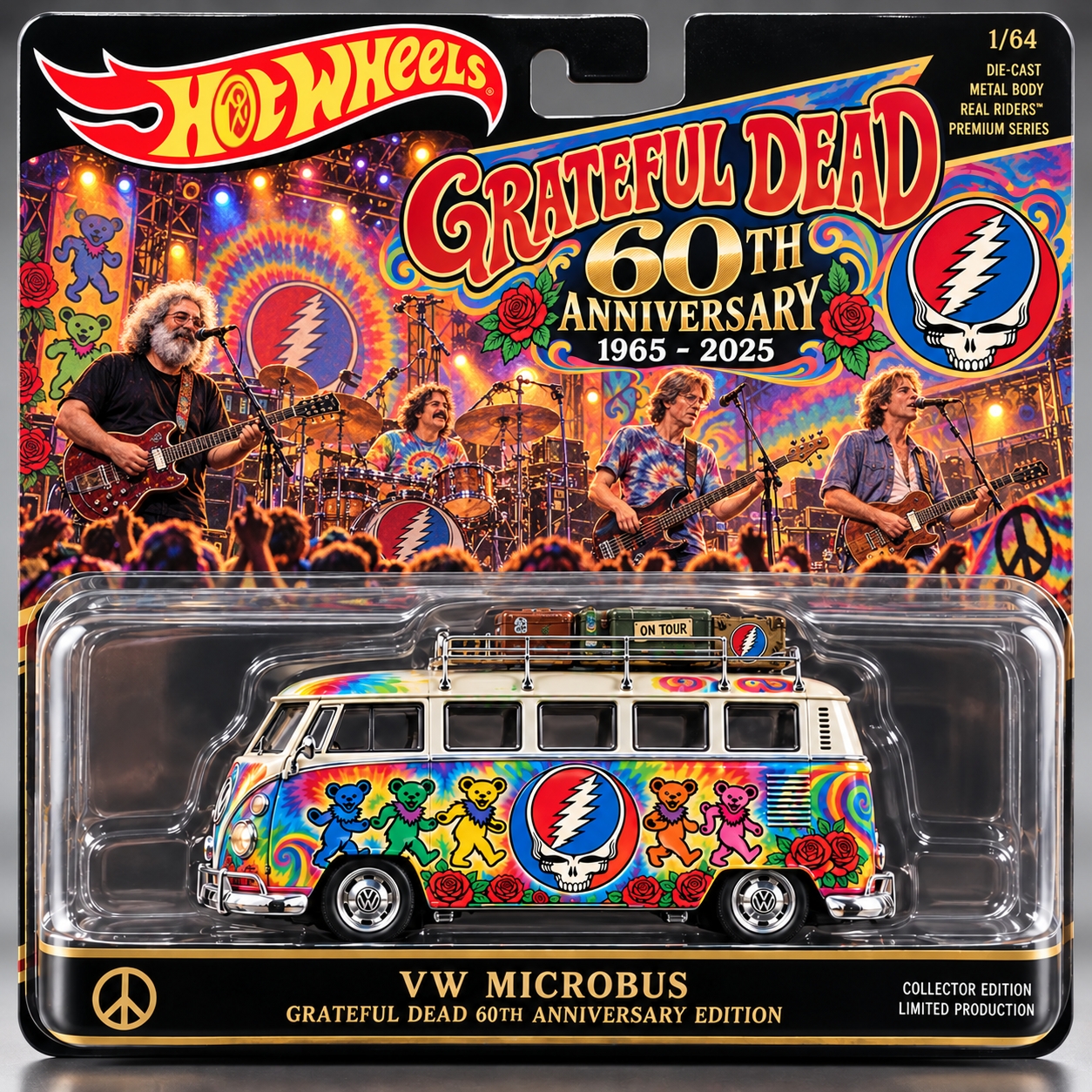 GRATEFUL DEAD 60TH ANNIVERSARY VW MICROBUS 1:64 DIE-CAST COLLECTIBLE