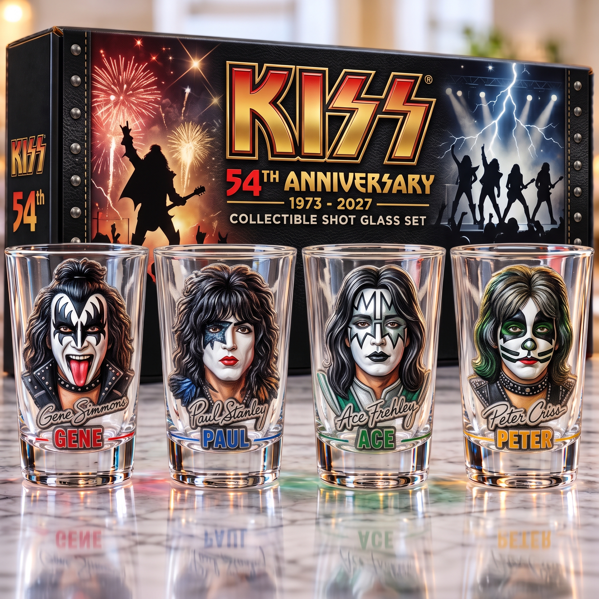 KISS 54TH ANNIVERSARY COLLECTIBLE SHOT GLASS SET