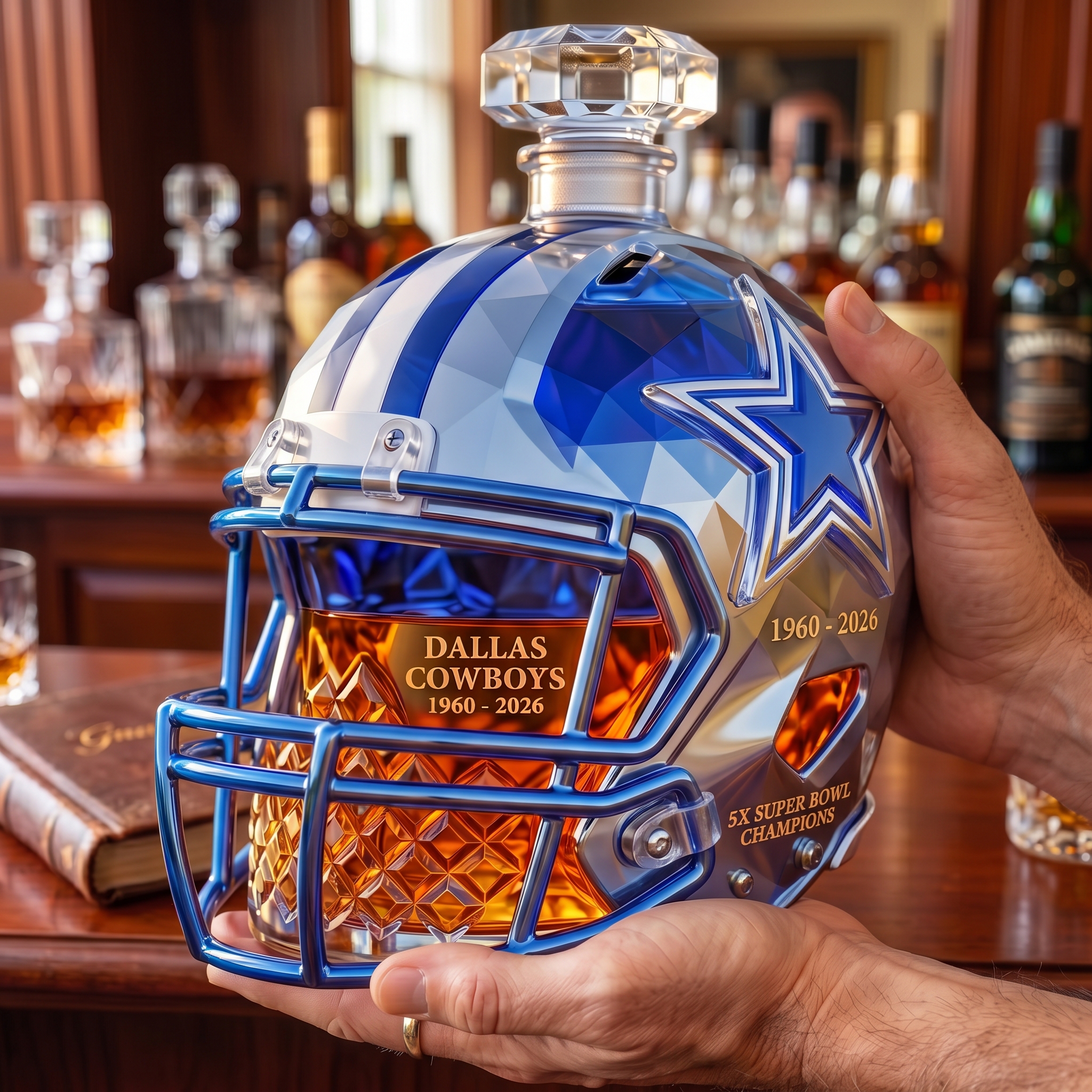 ⭐DALLAS 66th Anniversary Helmet Whiskey Bottle