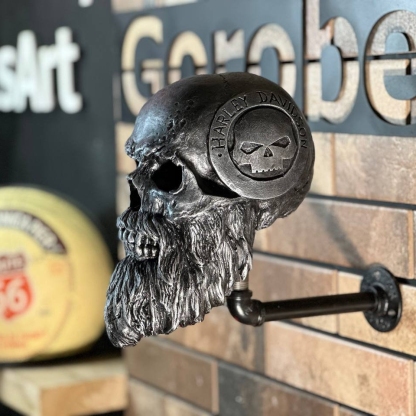 Wall Mounted Motorcycle Skull Helmet Rack