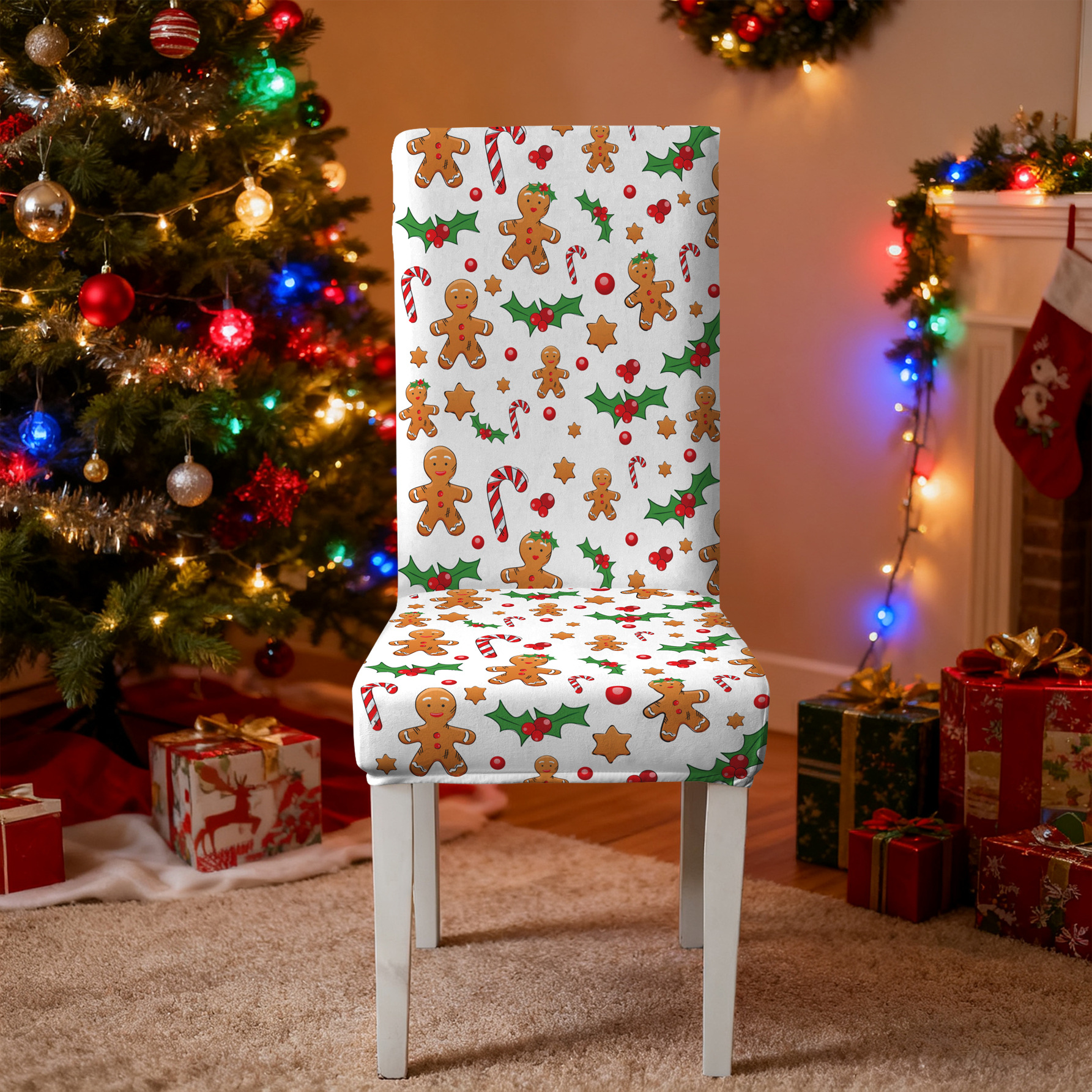 Elastic Christmas Kitchen Chair Covers