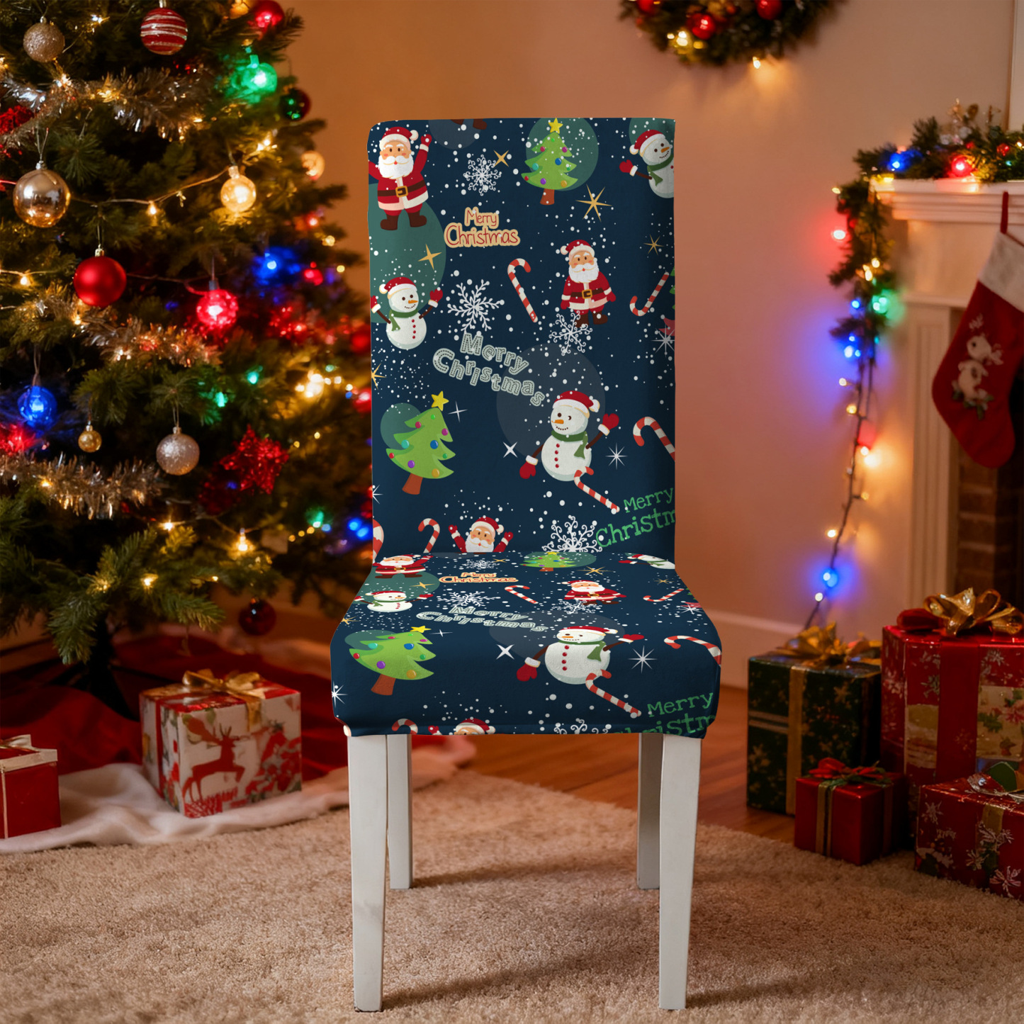 Elastic Christmas Kitchen Chair Covers